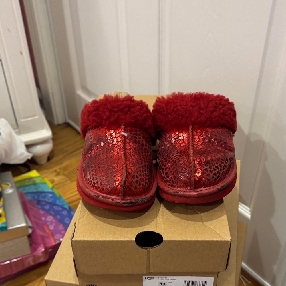 UGG Sparkling Red Sequin Slippers